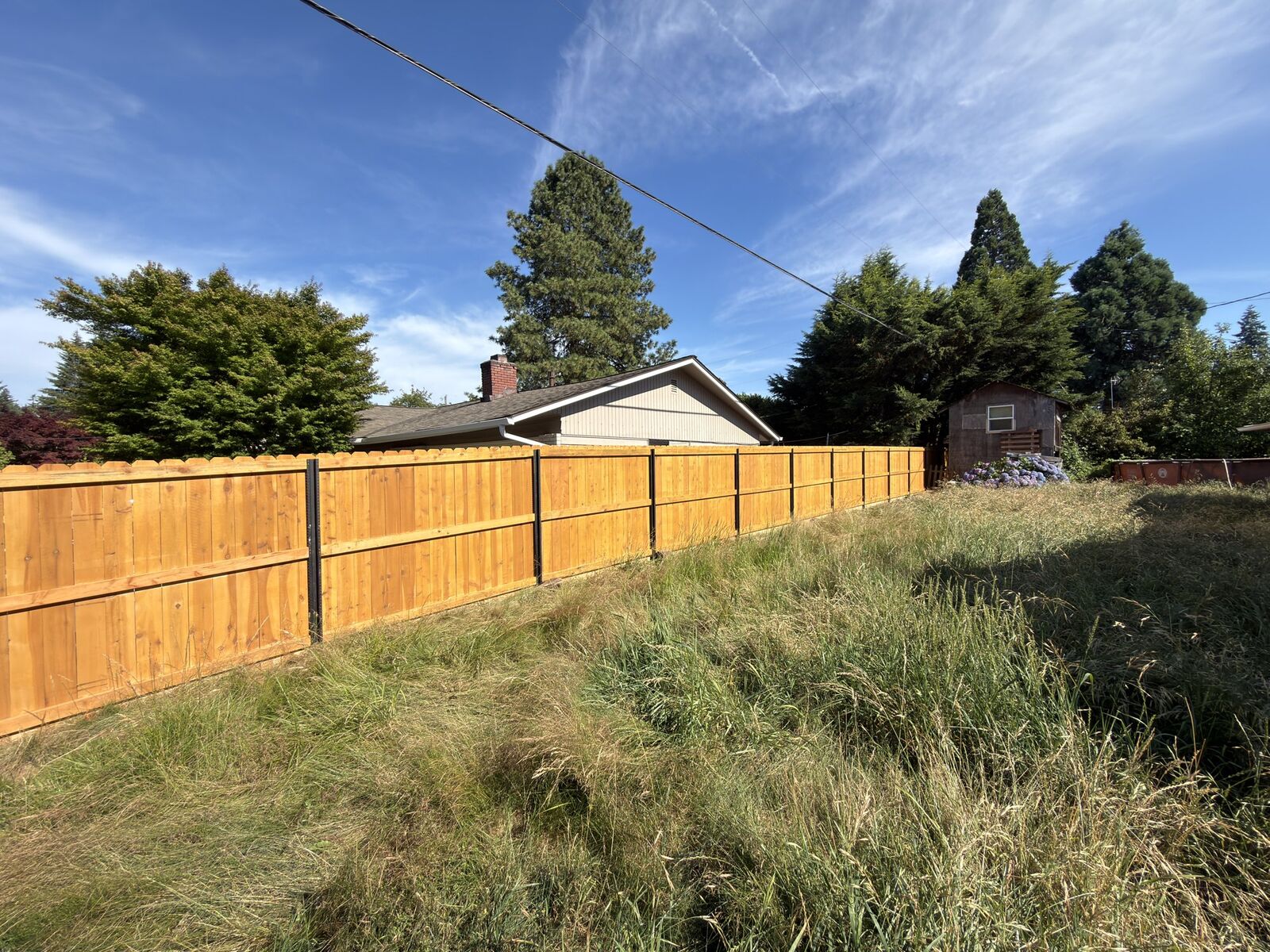 New cedar fence on steel posts — Vancouver, WA